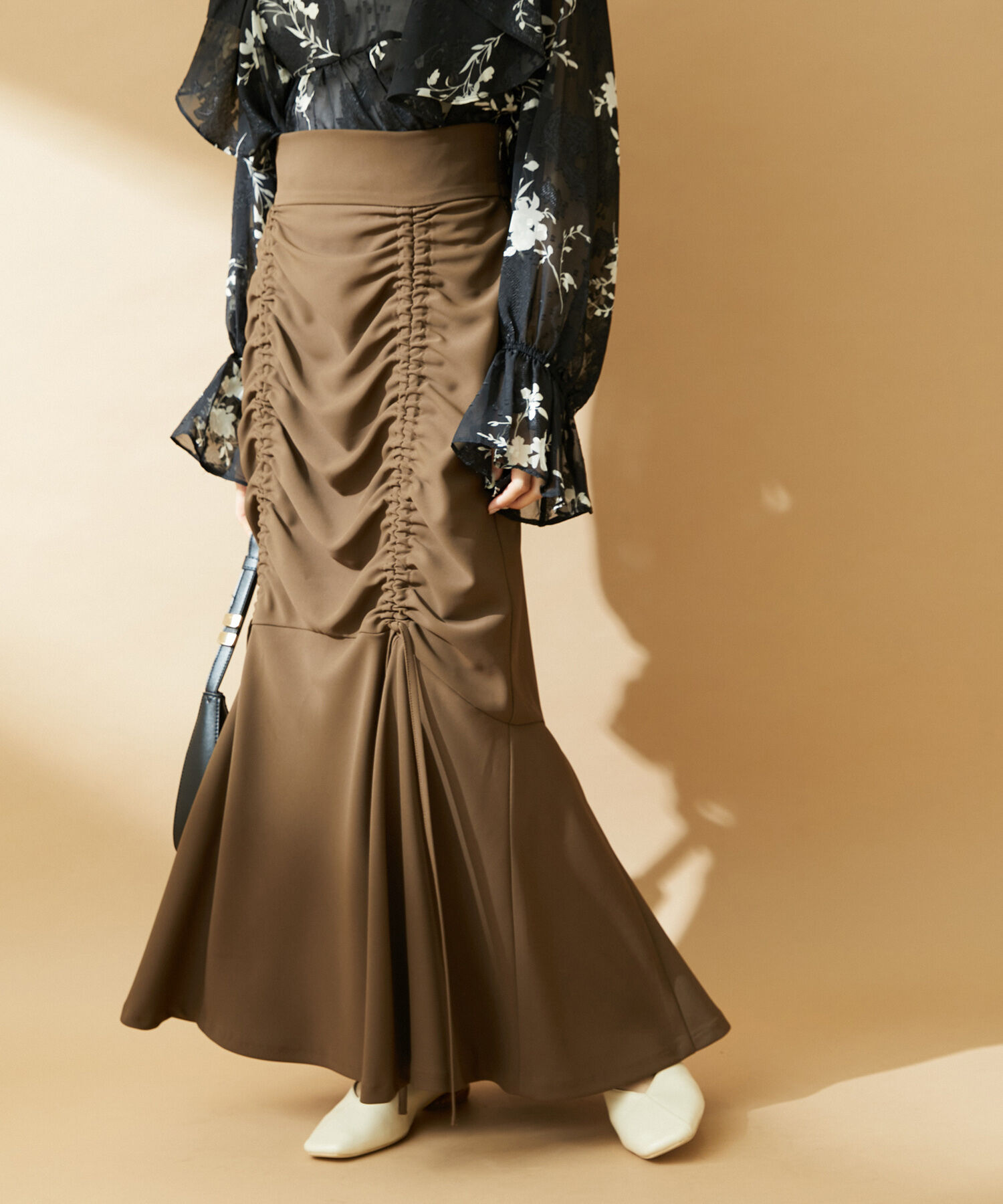 VIS「【洗える】ドロストマーメイドスカート」|スカート|ブラウン(22)