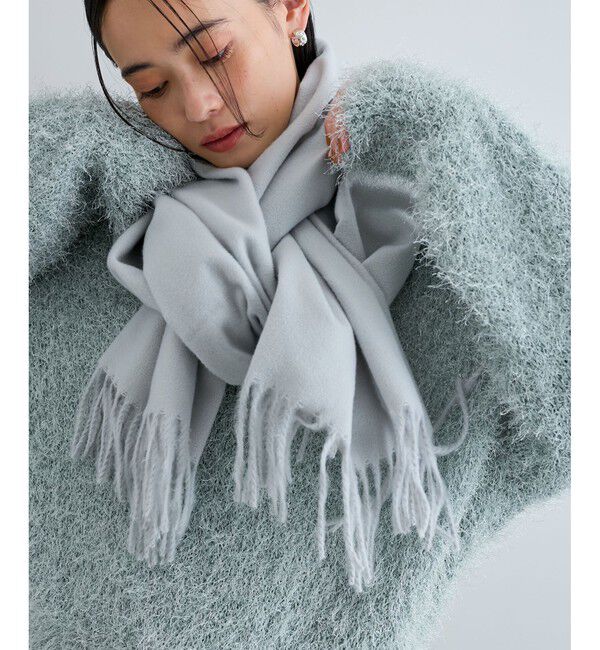 VIS「【リサイクルポリ】なめらかタッチ無地大判ストール」|ストール|