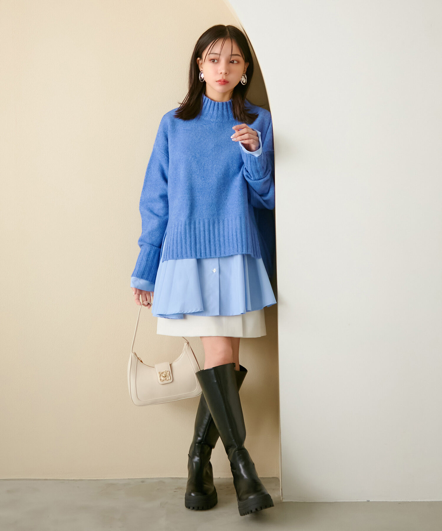 VIS「【選べる着丈】ふわもこサイドスリットニット【洗える】」|ニット・セーター|