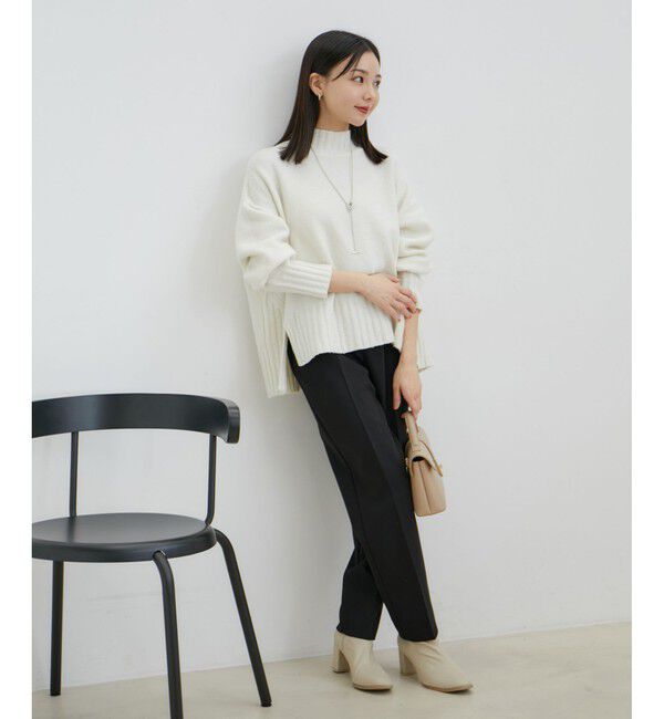 VIS「【選べる着丈】ふわもこサイドスリットニット【洗える】」|ニット・セーター|