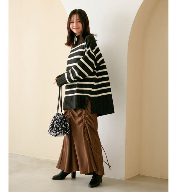 VIS「【選べる着丈】ふわもこサイドスリットニット【洗える】」|ニット・セーター|