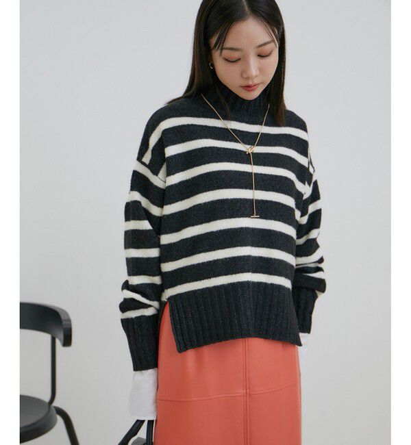 VIS「【選べる着丈】ふわもこサイドスリットニット【洗える】」|ニット・セーター|