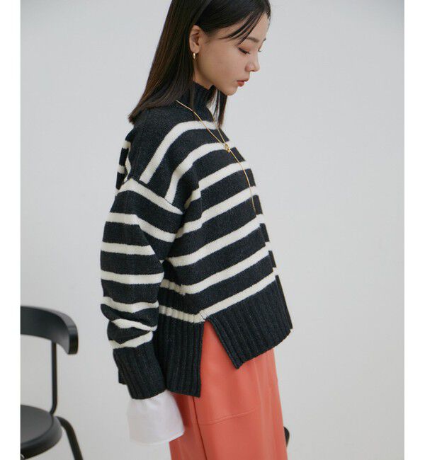 VIS「【選べる着丈】ふわもこサイドスリットニット【洗える】」|ニット・セーター|