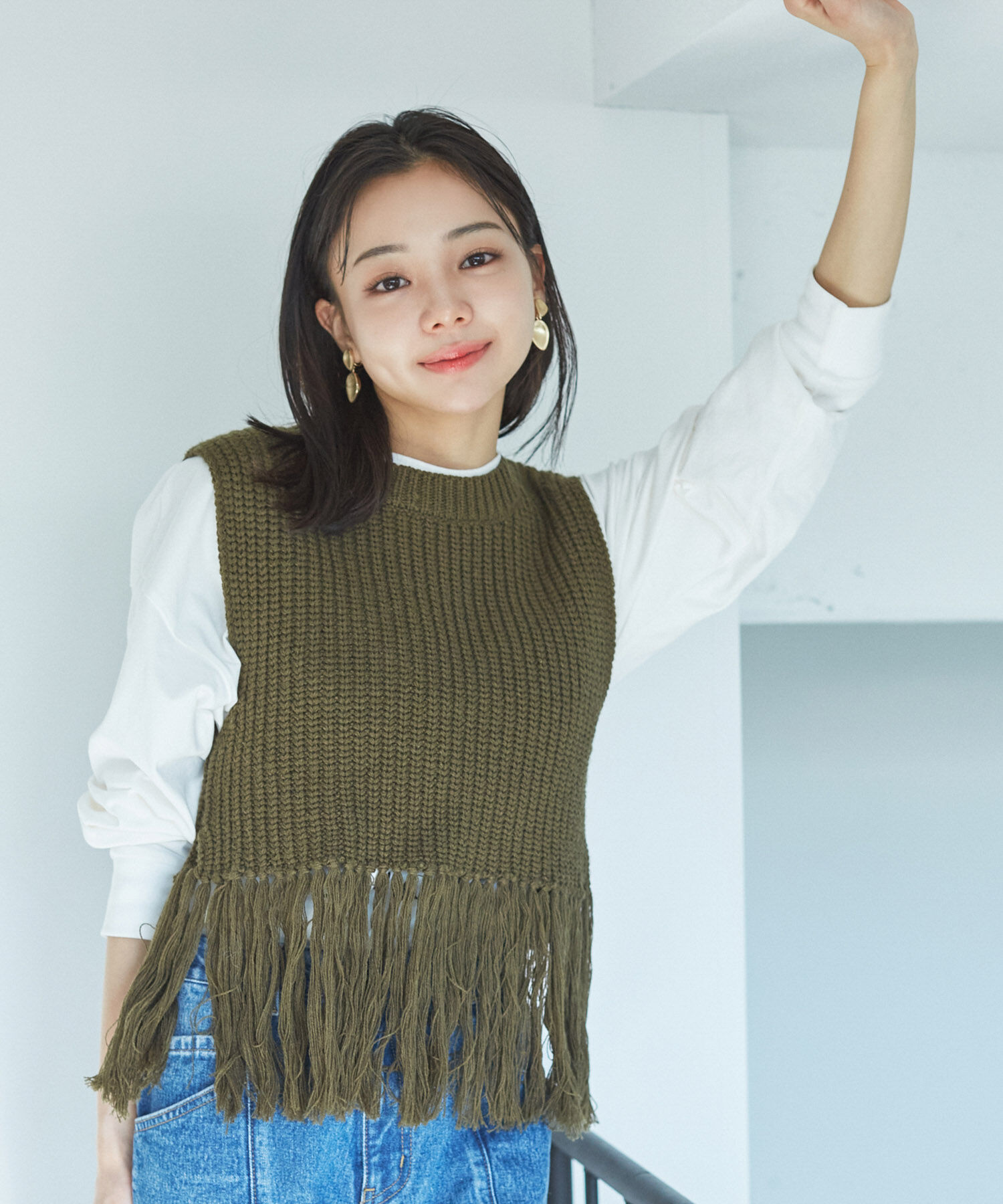 VIS「フリンジニットベスト」|ベスト・ジレ|