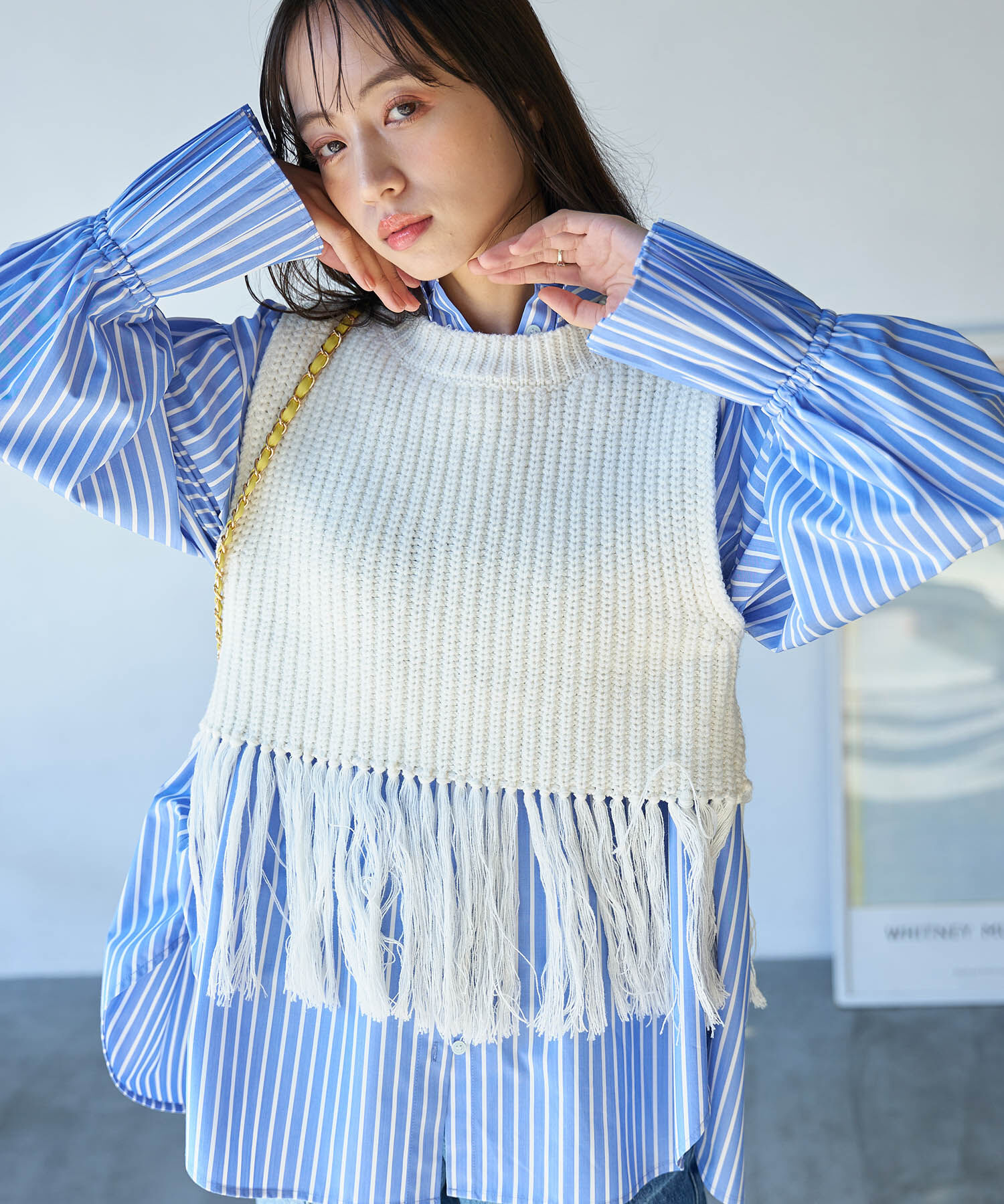 VIS「フリンジニットベスト」|ベスト・ジレ|