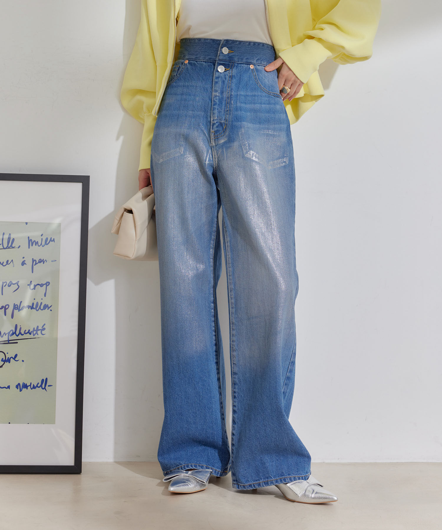 VIS「折り返しフレア箔デニム」|デニム|