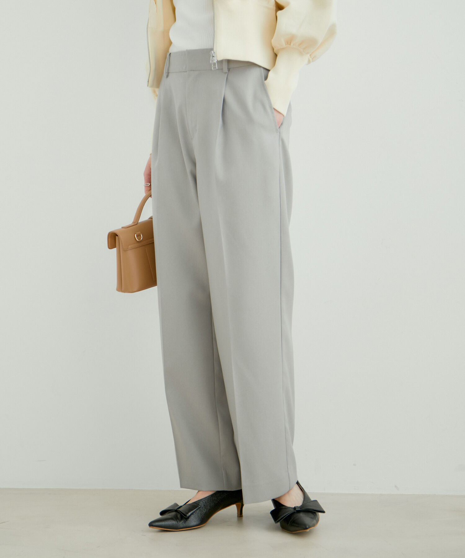VIS「美HITワンタックストレートパンツ【洗える】」|スラックス|グレー(07)