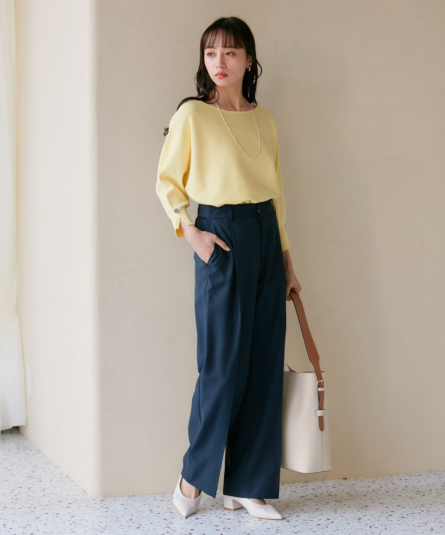 VIS「美HITワンタックストレートパンツ【洗える】」|スラックス|