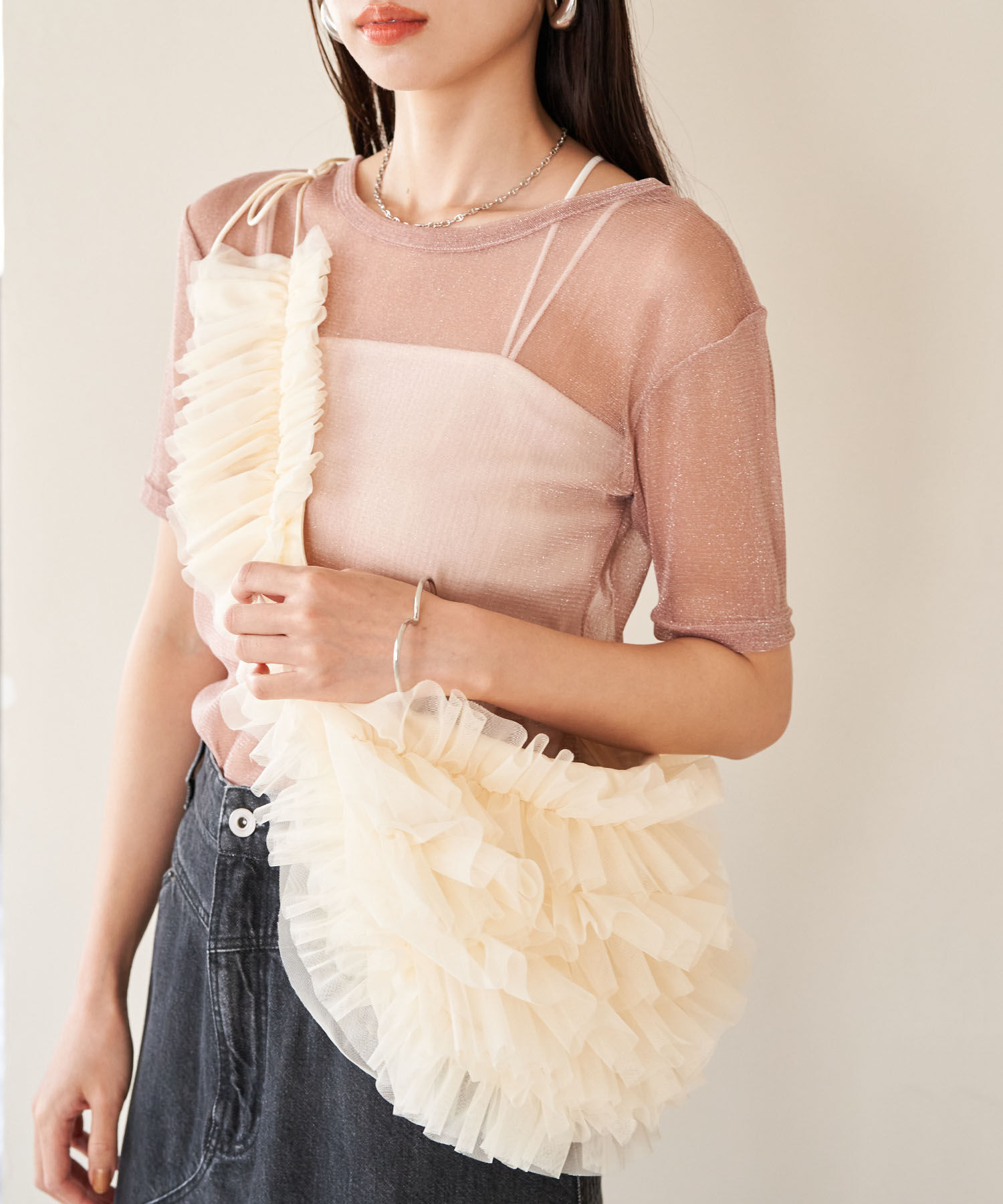 VIS「【ご好評につき追加生産】チュールフリルショルダーバッグ【3WAY】」|ショルダー・メッセンジャー|