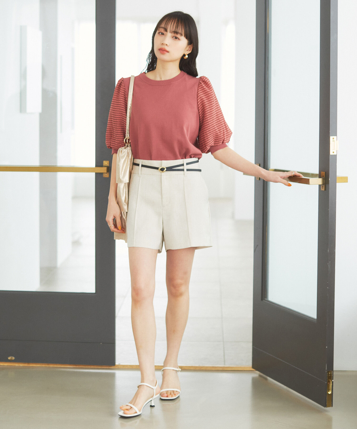 VIS「【接触冷感・洗える】リネンライクピンタックショートパンツ【セットアップ対応】」|その他|