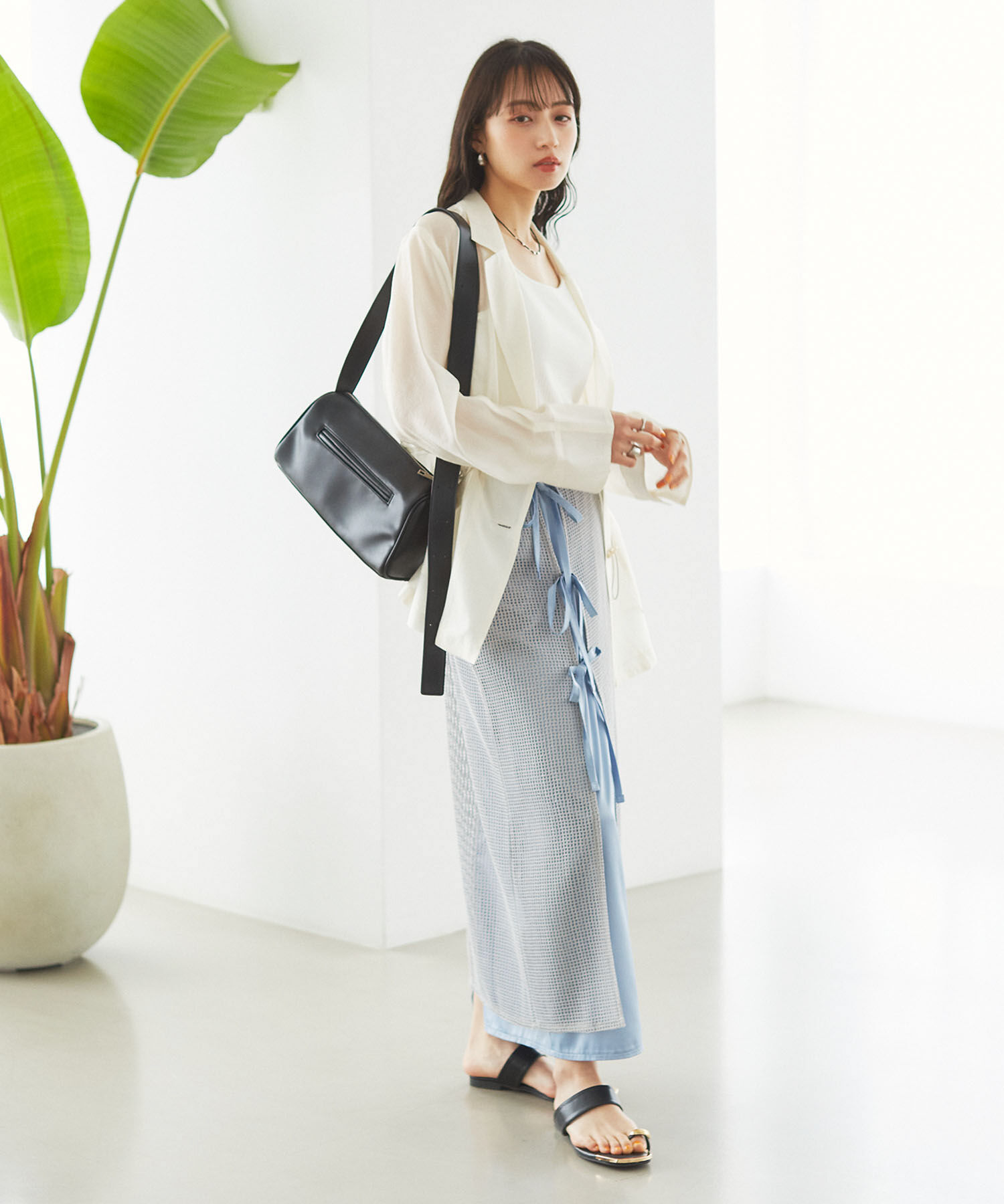 VIS「レイヤードラメメッシュIラインスカート」|スカート|