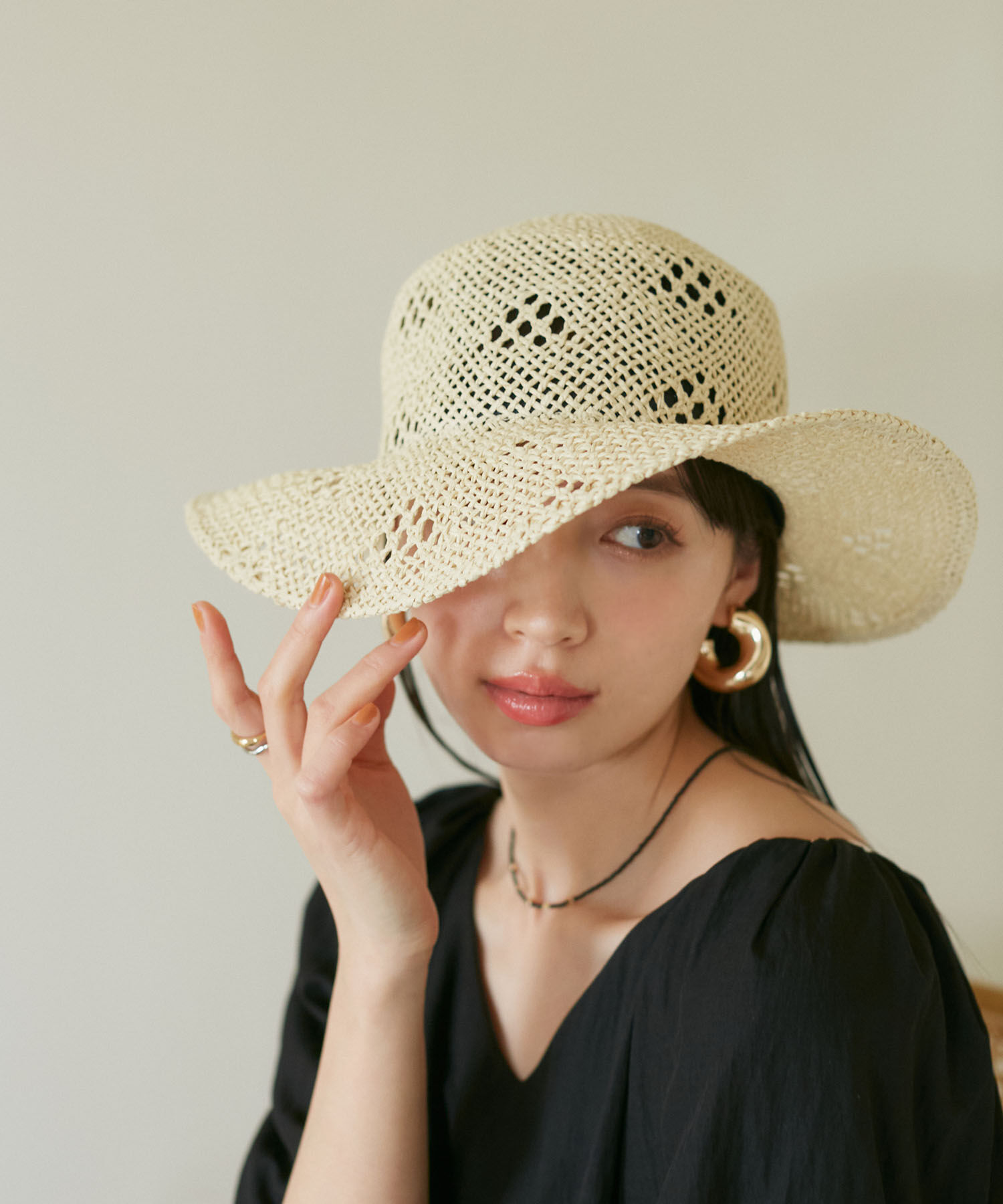 VIS「トライアングルメッシュ雑材ハット」|ハット|ベージュ系(29)