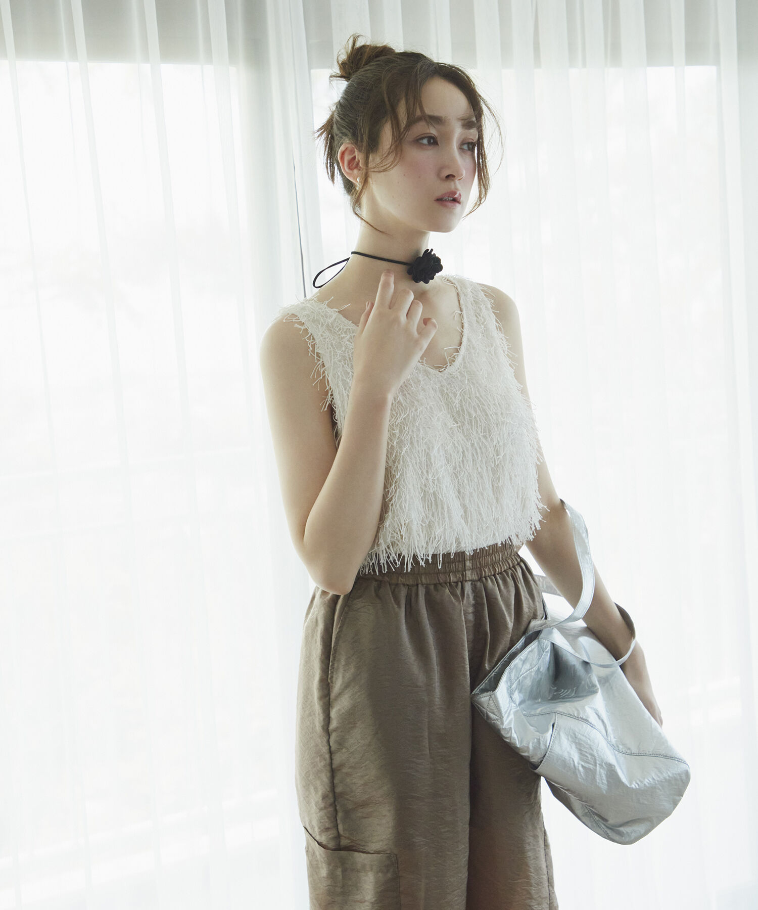 VIS「【前後2WAY】ラメフリンジジャガードノースリーブトップス」|その他|