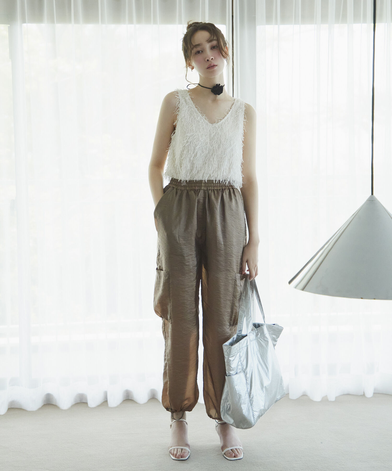 VIS「【前後2WAY】ラメフリンジジャガードノースリーブトップス」|その他|