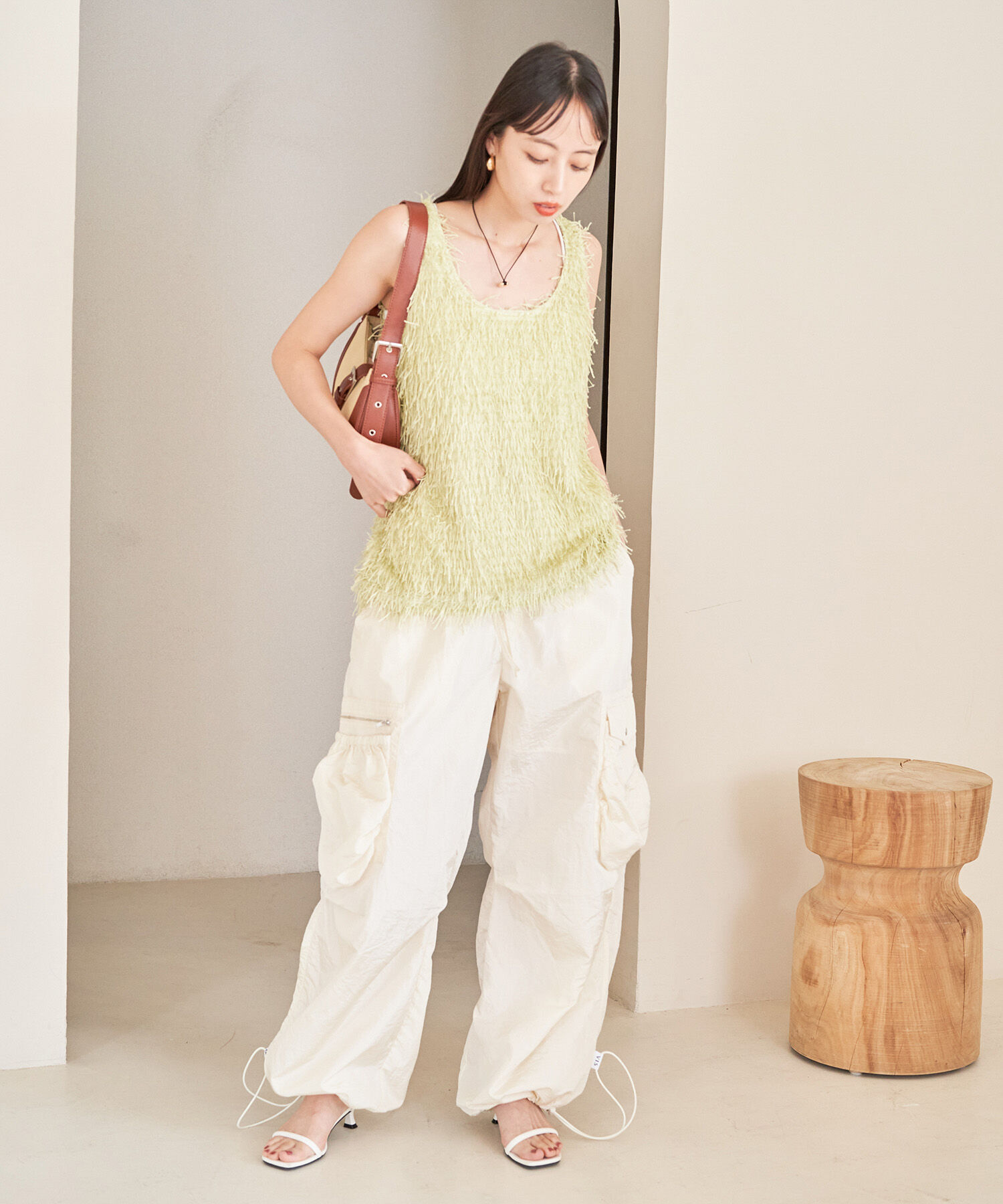 VIS「【前後2WAY】ラメフリンジジャガードノースリーブトップス」|その他|