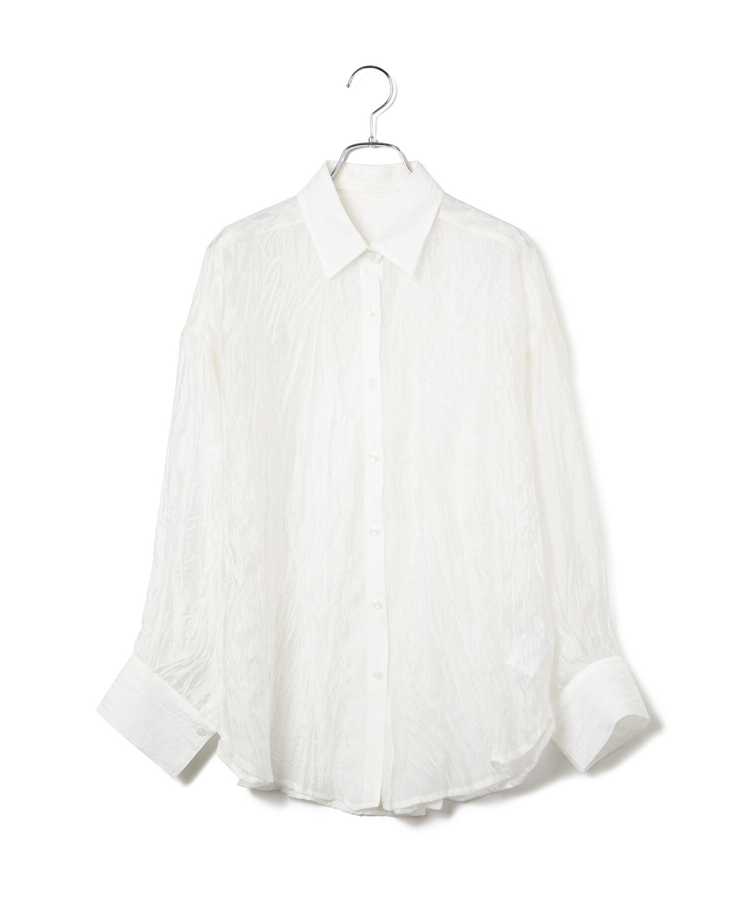 VIS「【洗える】【マルチWAY】シワ加工シアーシャツ」|シャツ・ブラウス|