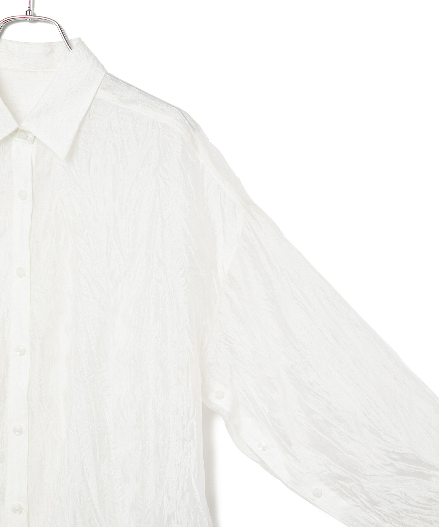 VIS「【洗える】【マルチWAY】シワ加工シアーシャツ」|シャツ・ブラウス|