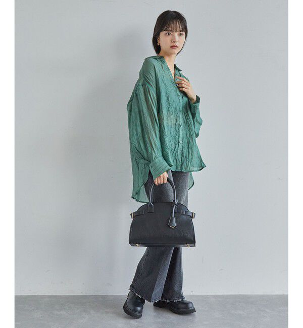 VIS「【洗える】【マルチWAY】シワ加工シアーシャツ」|シャツ・ブラウス|