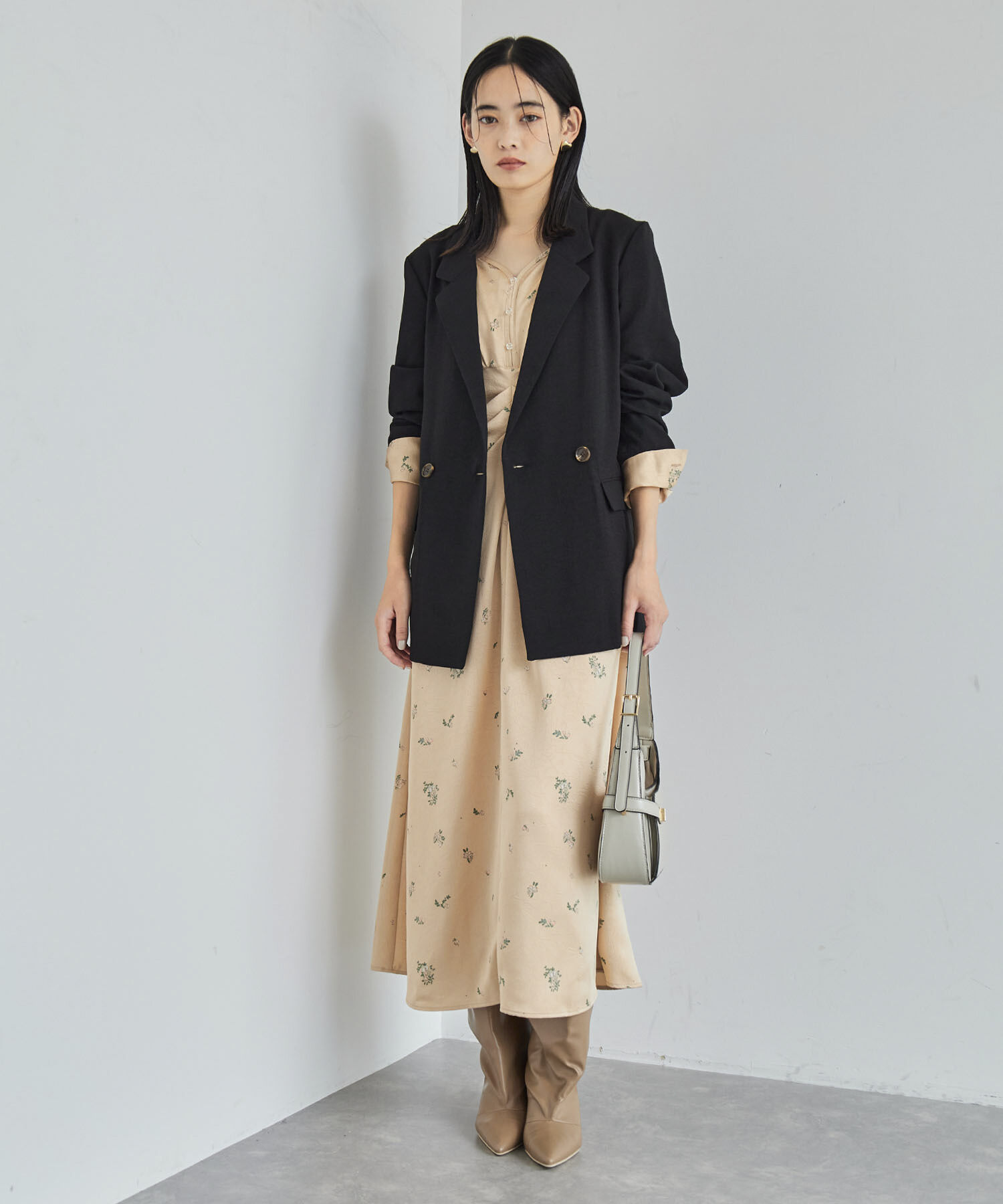 VIS「オリジナル花柄クリンクル加工ワンピース」|ワンピース|