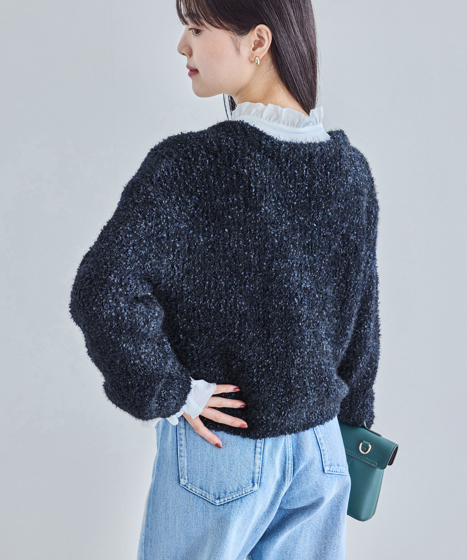 VIS「フェザーリボンヤーン多釦カーディガン」|カーディガン|