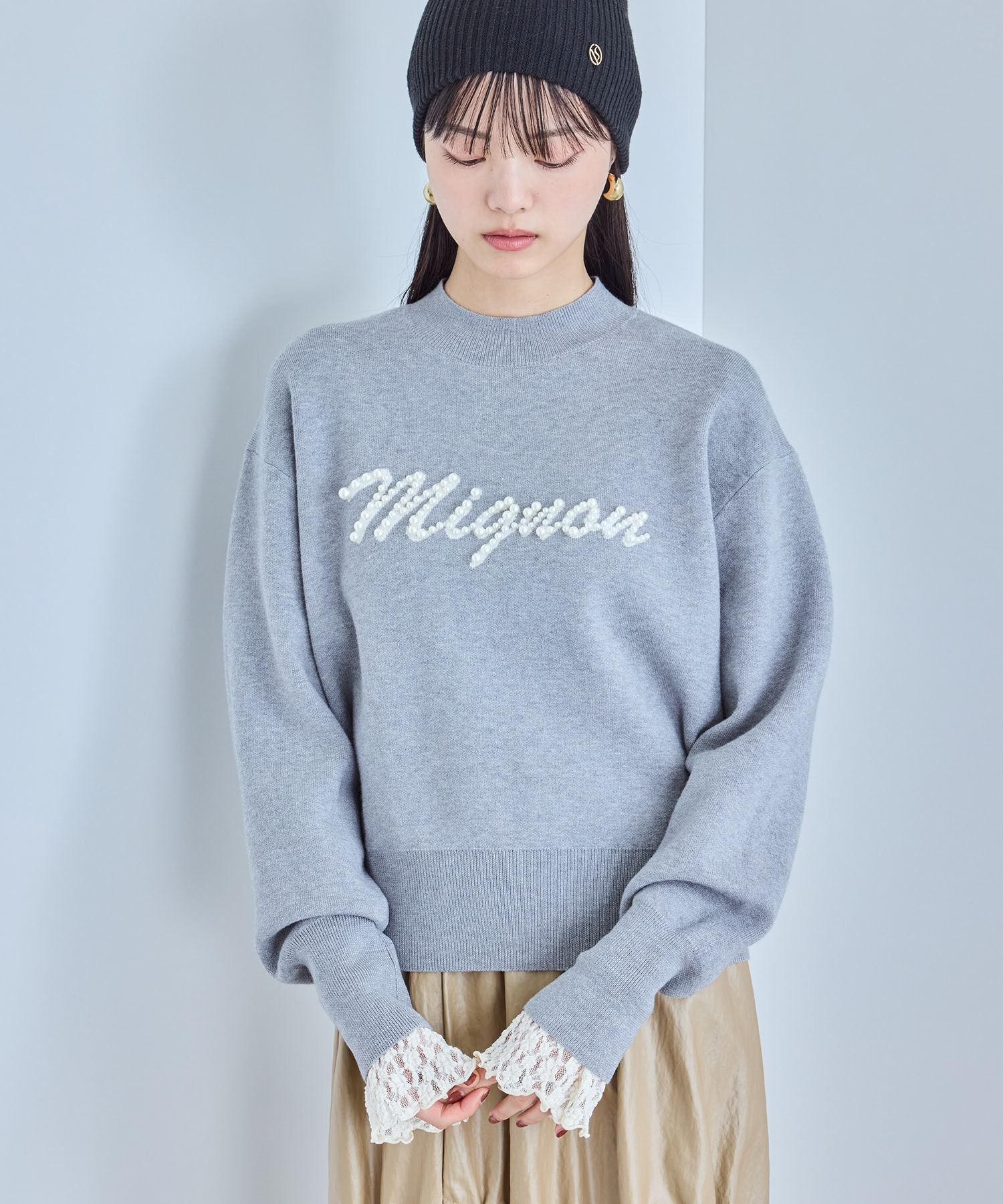 VIS「スウェットライクパールロゴニット」|ニット・セーター|