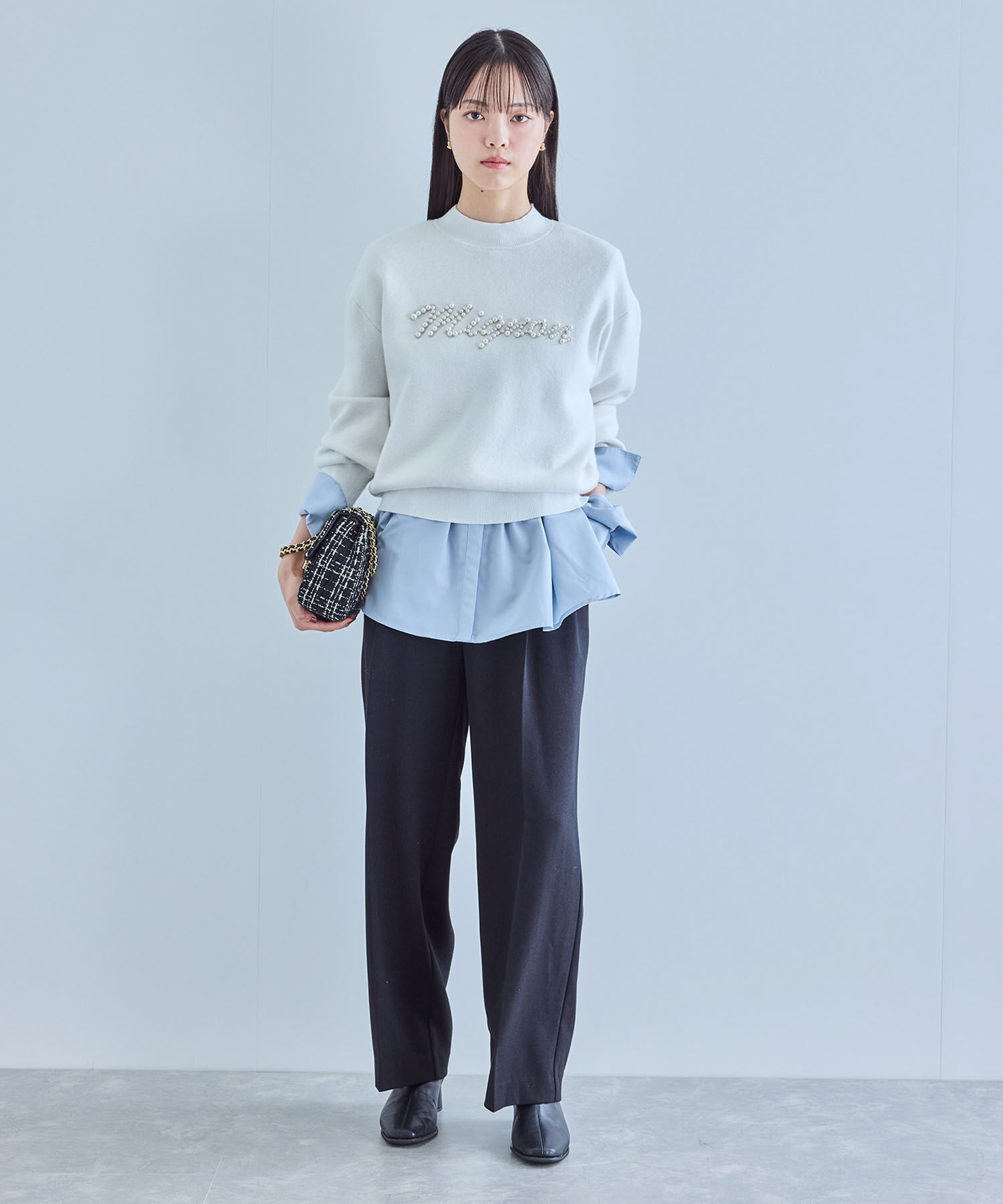 VIS「スウェットライクパールロゴニット」|ニット・セーター|