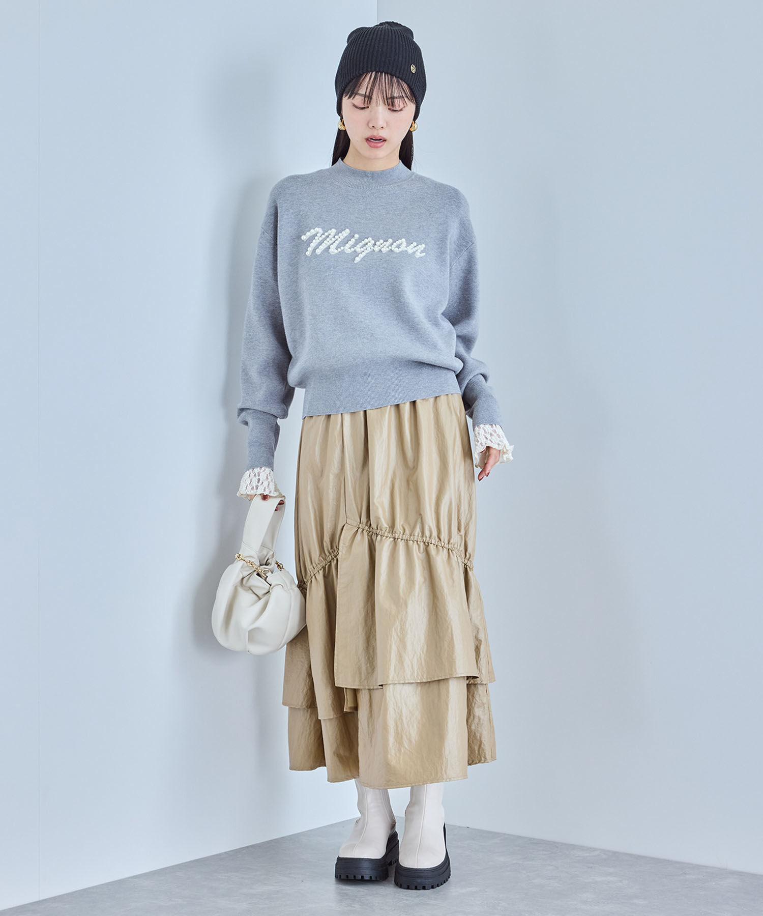 VIS「スウェットライクパールロゴニット」|ニット・セーター|