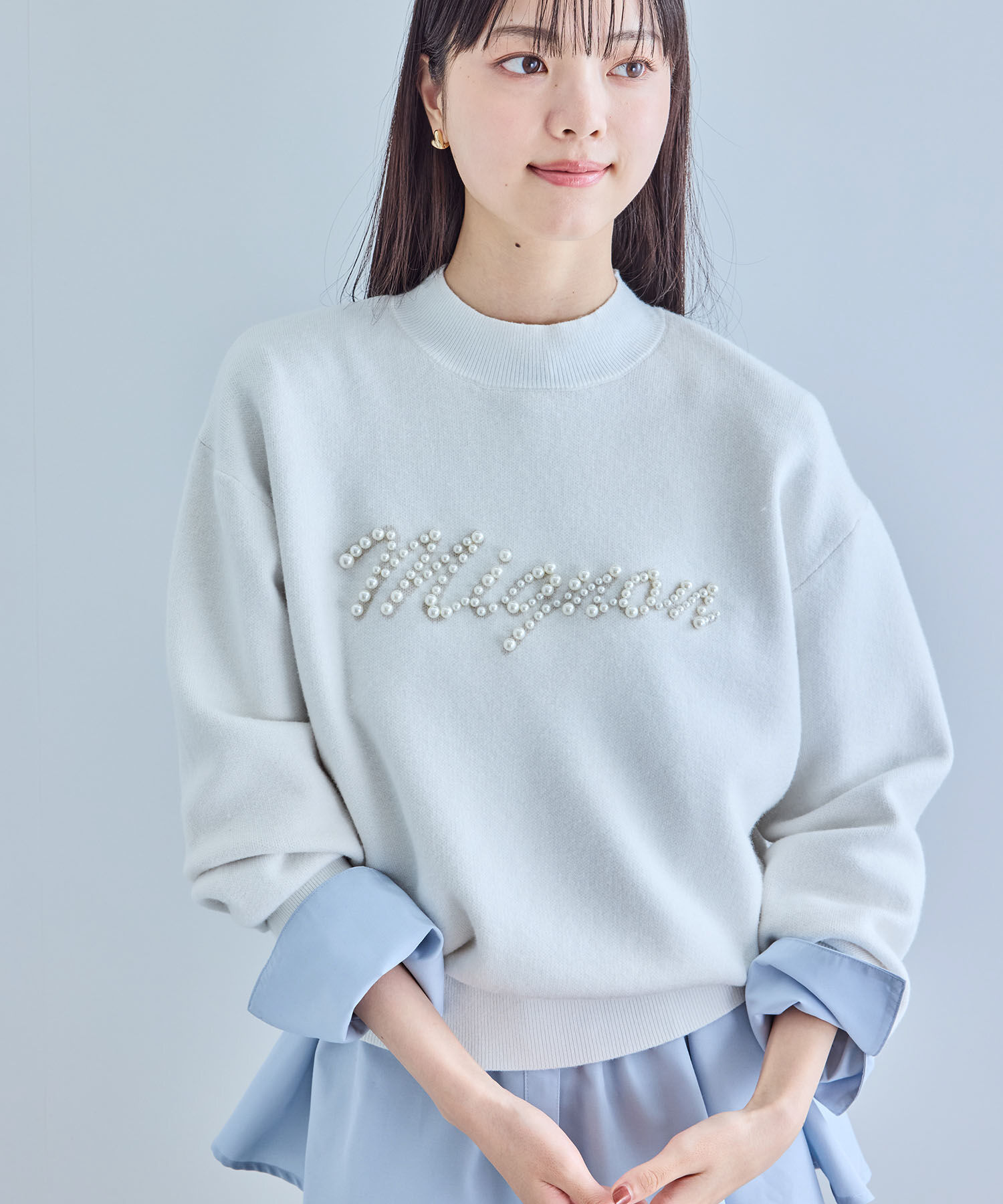 VIS「スウェットライクパールロゴニット」|ニット・セーター|