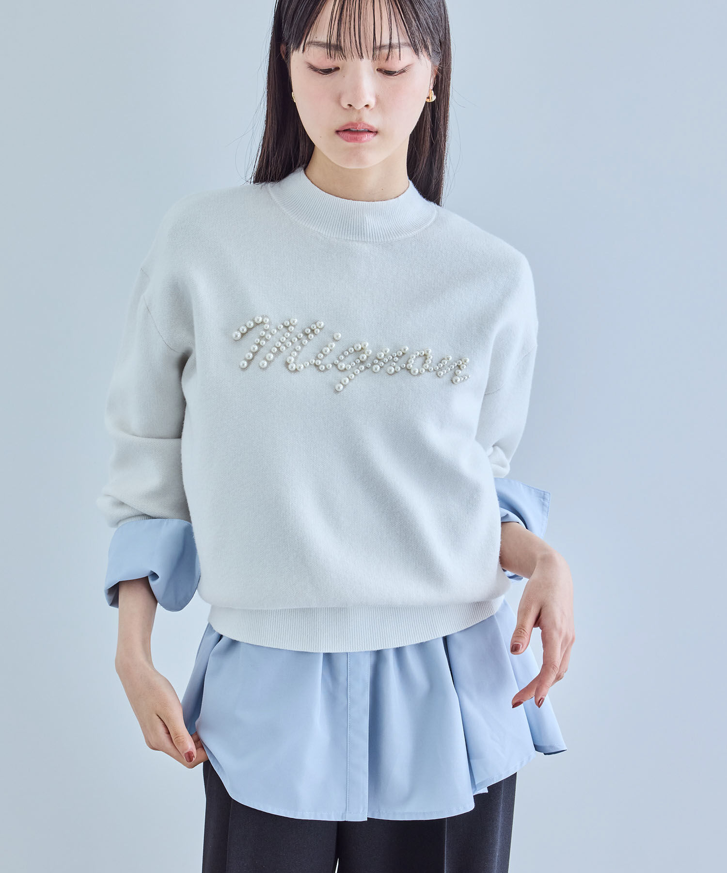 VIS「スウェットライクパールロゴニット」|ニット・セーター|