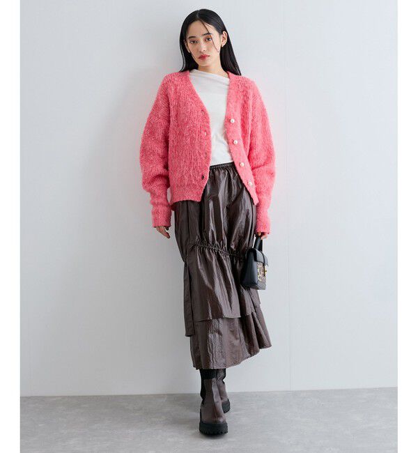 VIS「【洗える】ドレープオフショルダーロングTシャツ」|Tシャツ・カットソー|