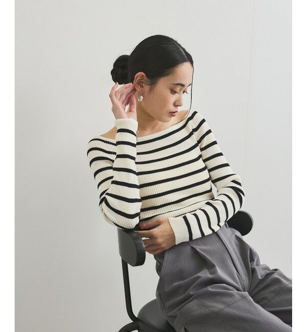 VIS「ワイドスクエアネックニット」|ニット・セーター|