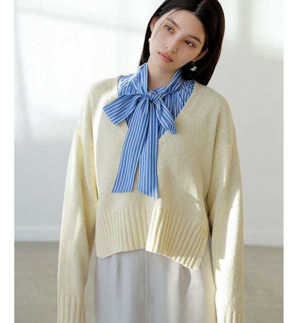 VIS「深Vネックミックスニットプルオーバー」|ニット・セーター|