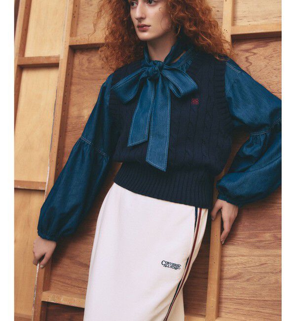 VIS「【CONVERSE】VIS別注配色ラインIラインスカート【セットアップ対応】」|スカート|