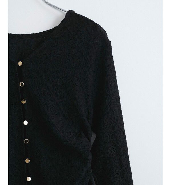 VIS「【洗える】フラワージャガードサイドドロストカットカーディガン【前後2WAY】」|カーディガン|