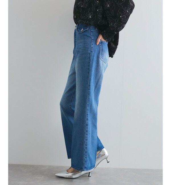 VIS「【洗える】フロントポケットハイウエストフレアデニム」|デニム|