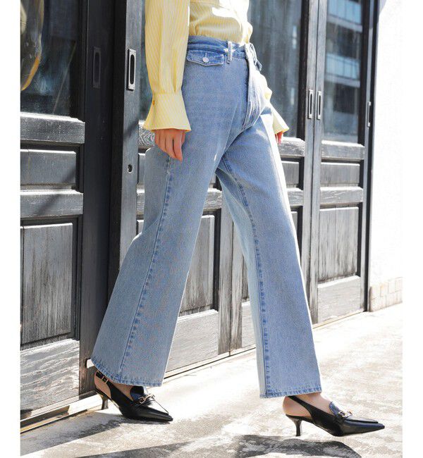 VIS「【洗える】フロントポケットハイウエストフレアデニム」|デニム|