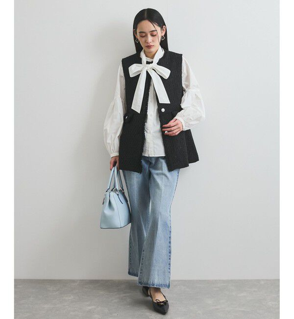 VIS「【洗える】フロントポケットハイウエストフレアデニム」|デニム|