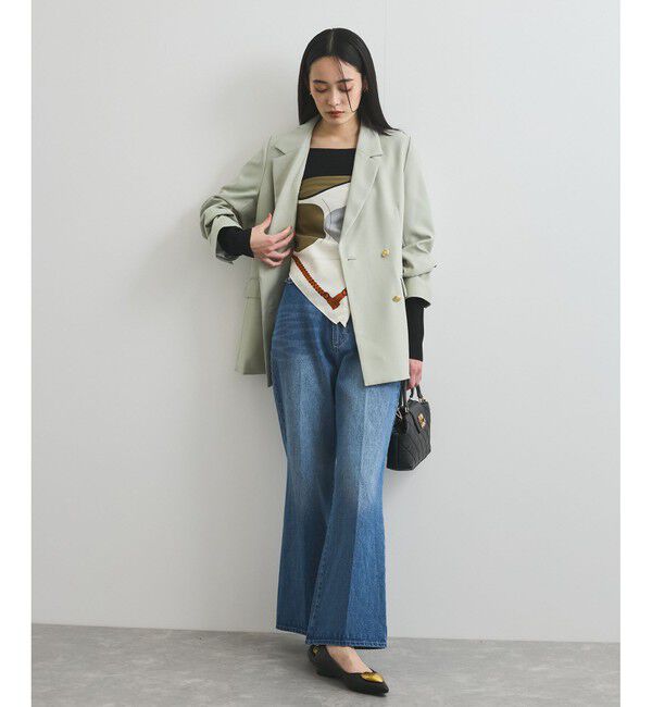 VIS「【洗える】フロントポケットハイウエストフレアデニム」|デニム|