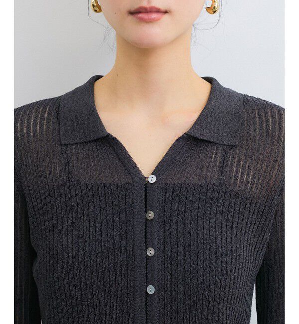 VIS「シアーポロ襟リブカーディガン」|カーディガン|