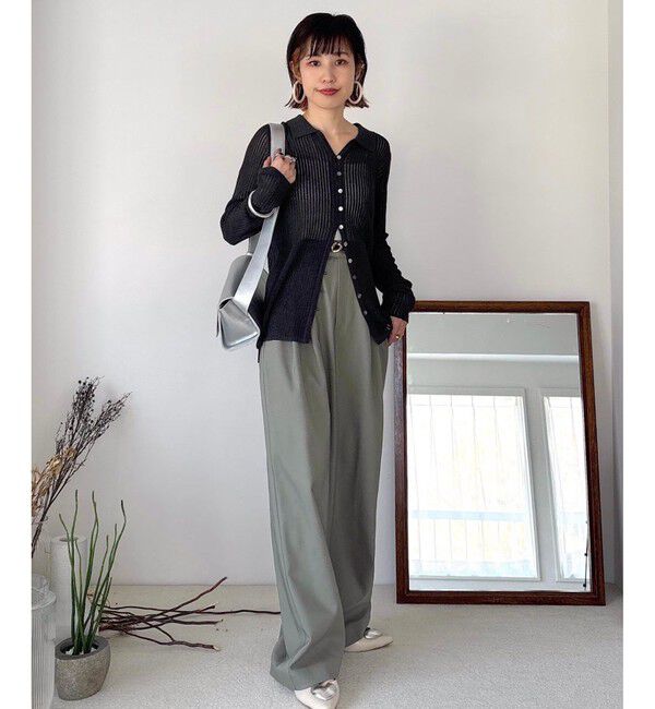 VIS「シアーポロ襟リブカーディガン」|カーディガン|