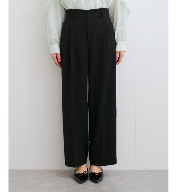 VIS「【美easy】ワンタックワイドスラックスパンツ【接触冷感/洗える】」|スラックス|