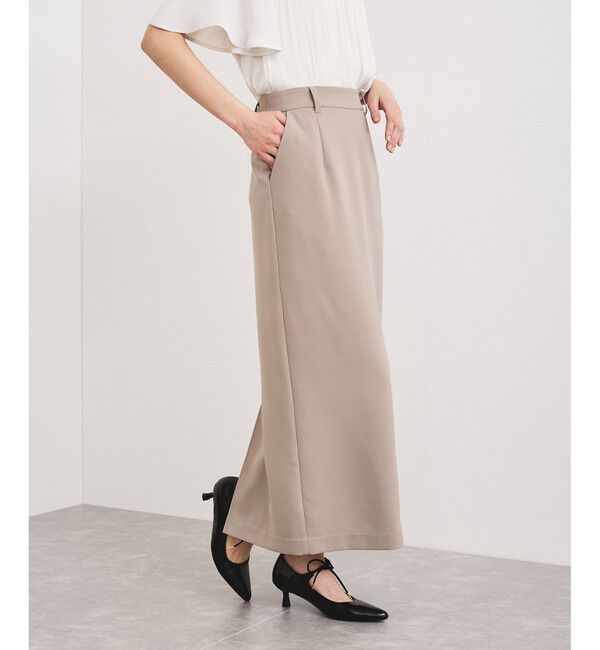 VIS「【洗える】Iラインロングスカート」|スカート|ベージュサブ