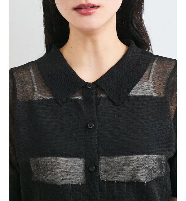 VIS「【WEB限定】シアーボーダーサマーポロニット」|ニット・セーター|