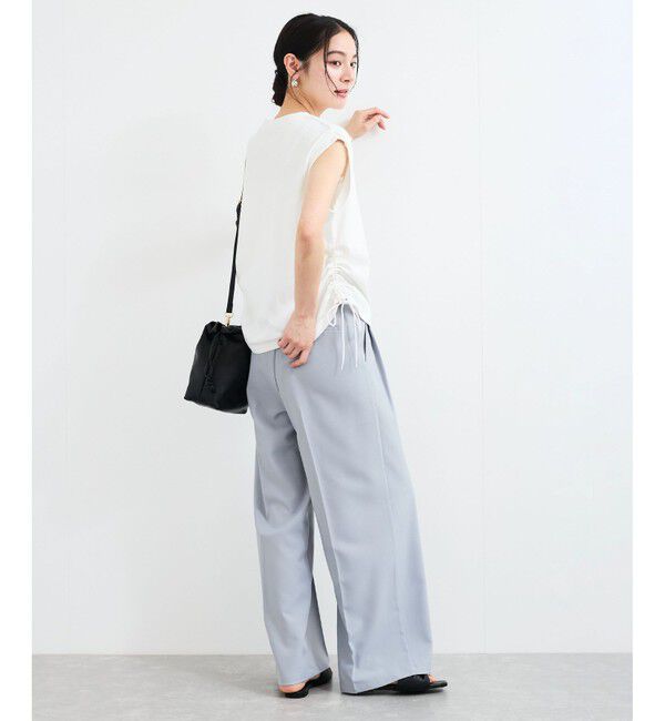 VIS「【WEB限定】サイドドロストシャーリングカットソー」|Tシャツ・カットソー|