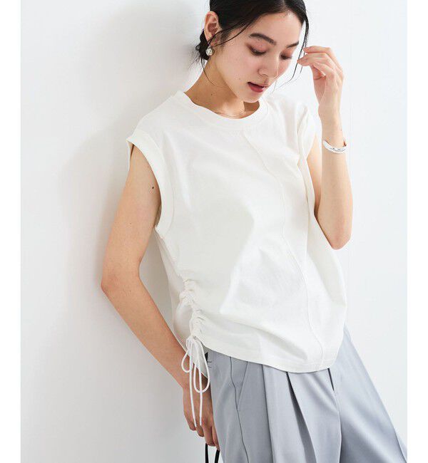 VIS「【WEB限定】サイドドロストシャーリングカットソー」|Tシャツ・カットソー|