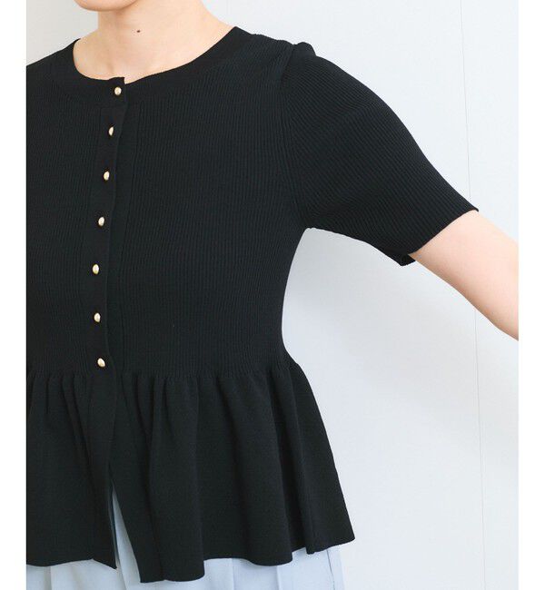 VIS「【アンチピリング】ペプラムハーフスリーブニットカーディガン」|カーディガン|