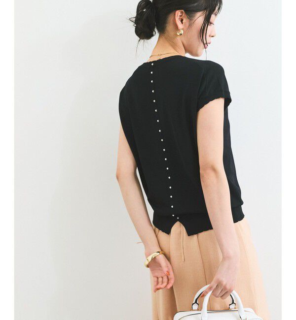 VIS「【WEB限定】パールフリルリブサマー半袖ニット」|ニット・セーター|
