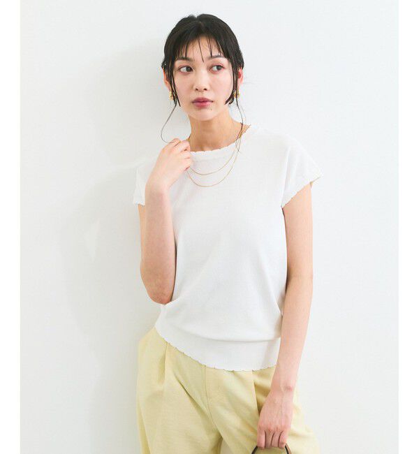 VIS「【WEB限定】パールフリルリブサマー半袖ニット」|ニット・セーター|