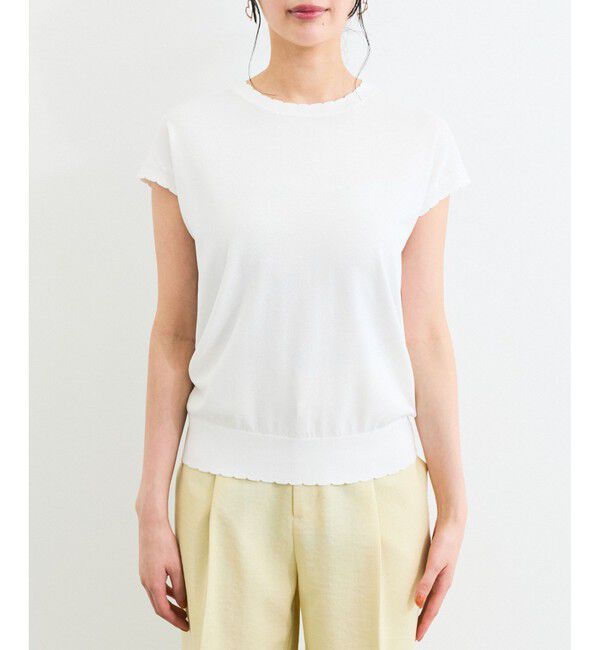 VIS「【WEB限定】パールフリルリブサマー半袖ニット」|ニット・セーター|