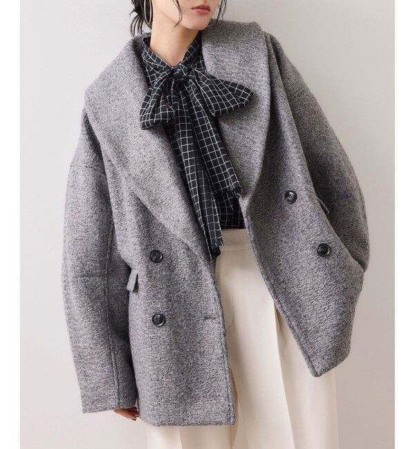 VIS「チェック＆デニムアソートボウタイリボン付きスタンドカラーシャツ」|シャツ・ブラウス|